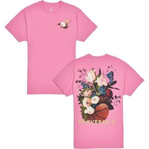 Converse FLORAL BASKETBALL RELAXED TEE růžová M - Dámské triko