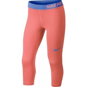Nike PRO CAPRI růžová XL - Dívčí legíny
