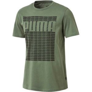 Puma WORDING TEE tmavě zelená L - Pánské tričko