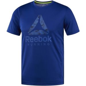 Reebok RUN GRAPHIC TEE modrá S - Pánské běžecké triko