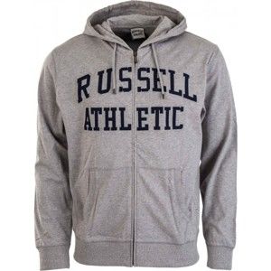 Russell Athletic TRANSFER PRINT HOODY FULL ZIP šedá S - Pánská mikina - Russell Athletic