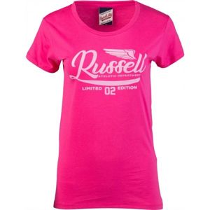 Russell Athletic GLITTER PRINTED WINGS S/S CREWNECK TEE SHIRT růžová M - Dámské tričko