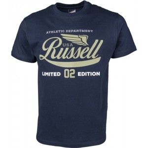 Russell Athletic S/S NECK CREW RA PRINT tmavě modrá S - Pánské tričko
