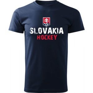 Střída NAPIS SLOVAKIA HOCKEY tmavě modrá L - Pánské triko